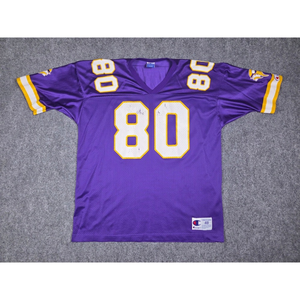 Vintage 90s Minnesota Vikings Jersey Mens 48 Champion Cris Carter 80 Purple Mesh